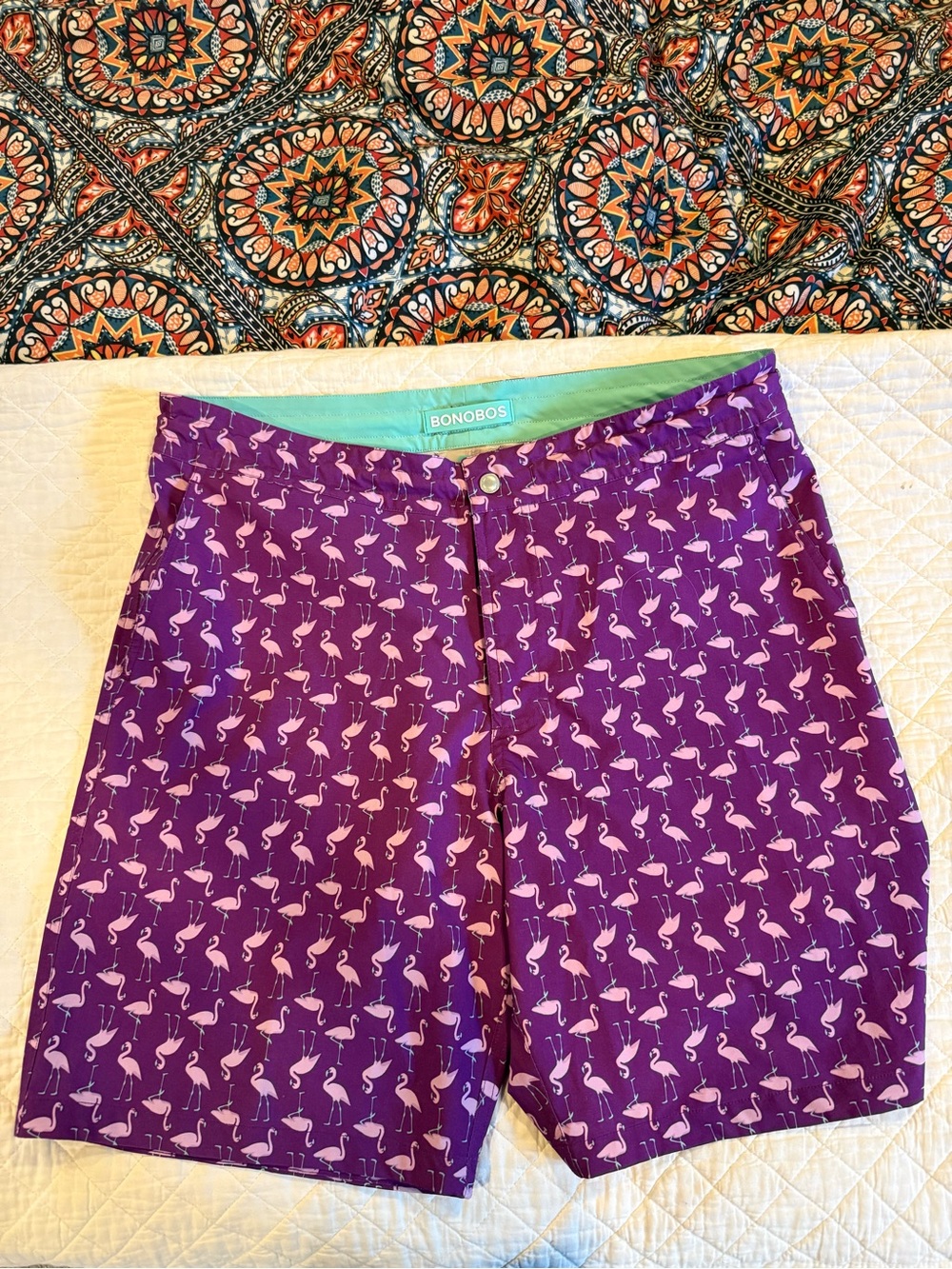 Bonobos Purple Flamingo Patterned Shorts